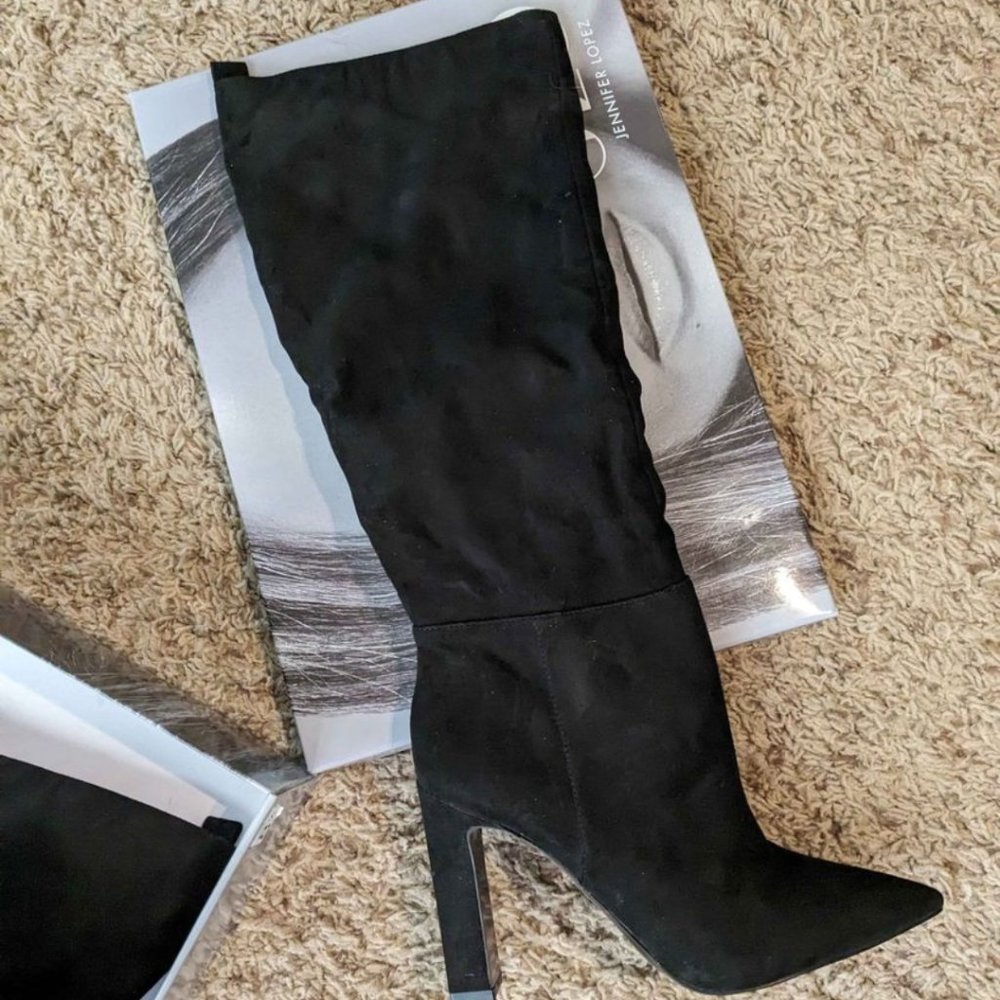 JLO 4 inch Black Suede Boots